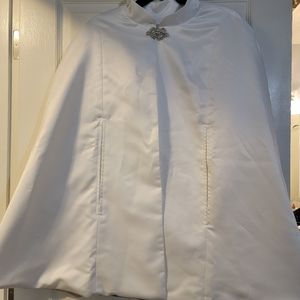 Handmade Satin White Wedding Cloak / Cape, Silver Clasp